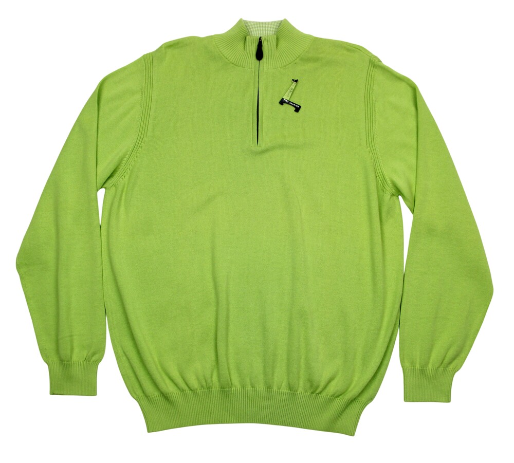 Peru Unlimited Sweater Mens Medium Green Quarter Zip Pullover Pima Cotton Knit